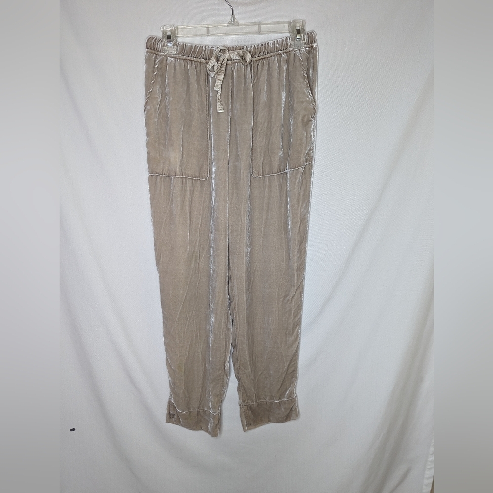Tina Jo Cream Crushed‎ Velvet Jogger Pants Drawstring Closure Size Small Anthro
